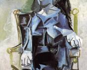 巴勃罗毕加索 - 抱着黑猫坐着的杰奎琳